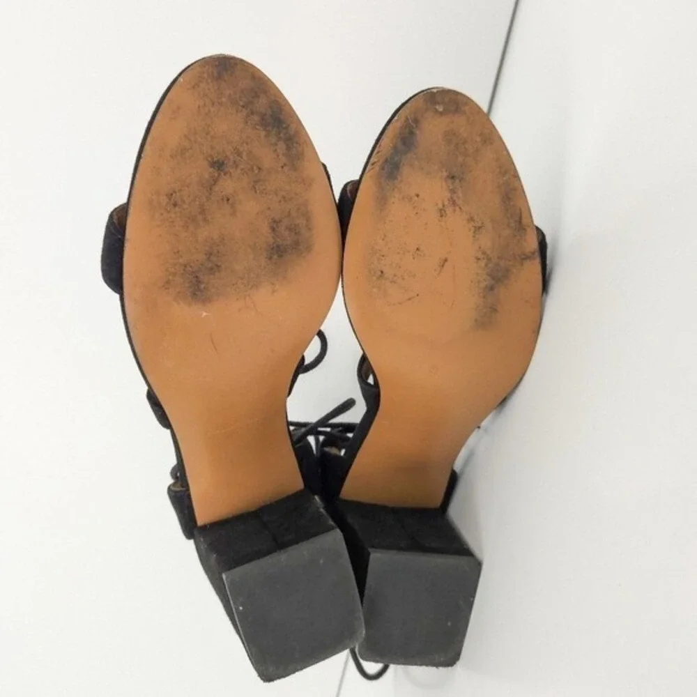 And Other Stories Black Suede Lace-Up Strappy Open-Toe High Heel Sandals- Size 9